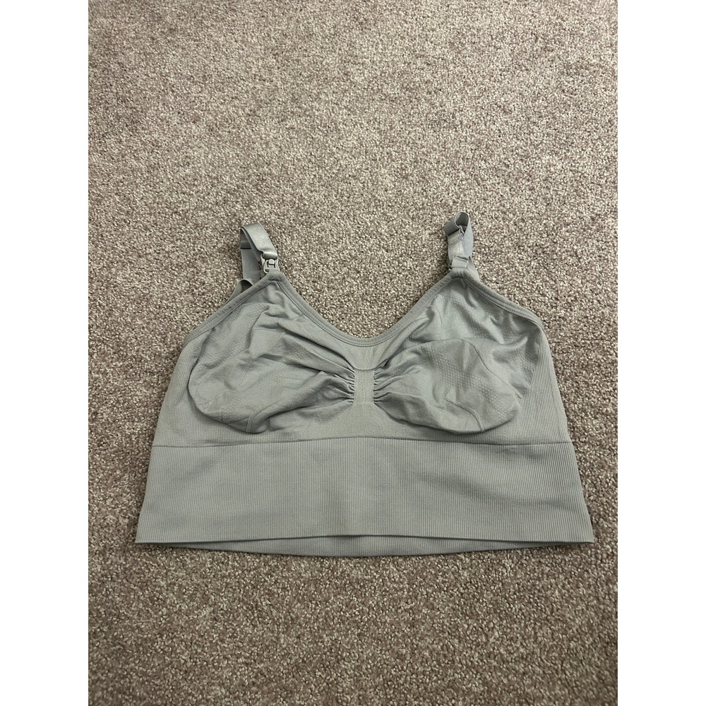Bravado Nursing Bra Women Large Grey Excellent Ribbed Seamless Maternity